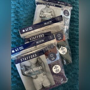 Stafford 3- 4 Packs 12 Pack Men's 100% Cotton Woven Boxers. Size Small. New T11